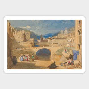 Bridge in a Continental Town by John Sell Cotman Sticker